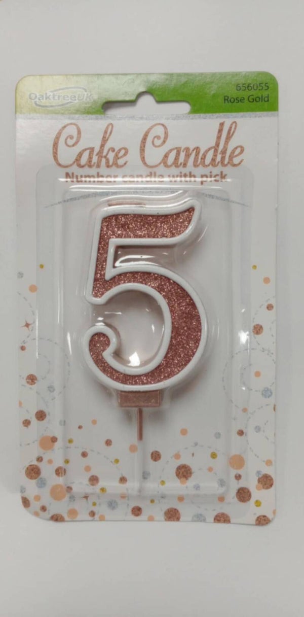 5 Rose gold birthday candle