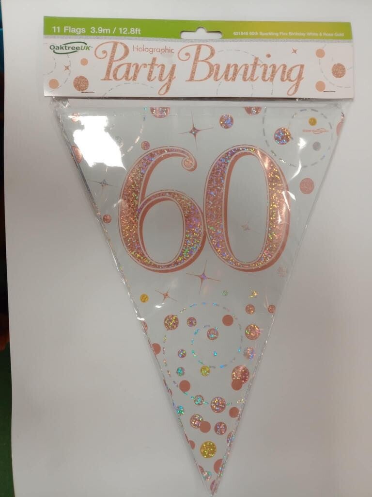 Rose gold 60th bunting