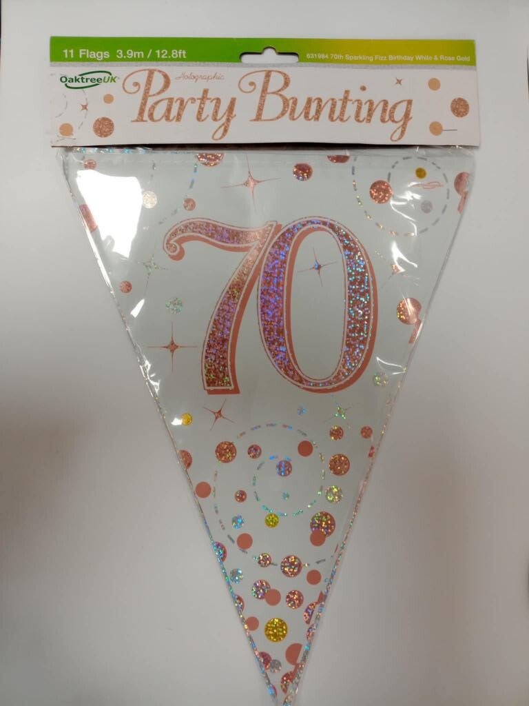 Rose gold 70th bunting