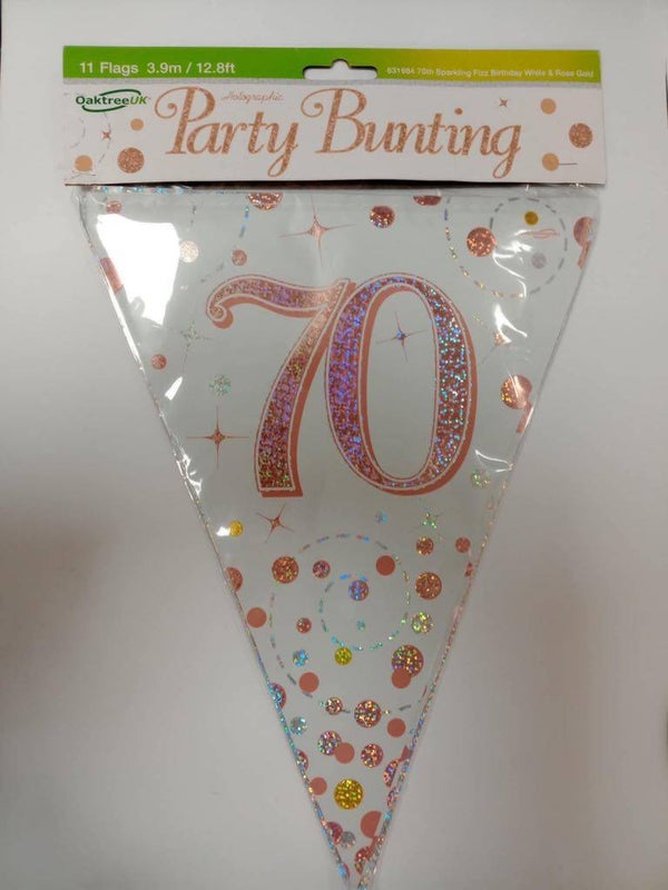 Rose gold 70th bunting