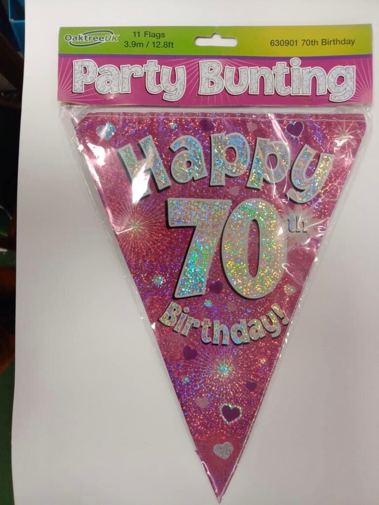 Pink 70th bunting