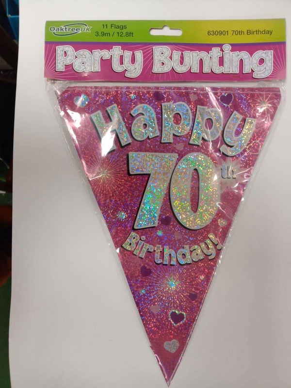 Pink 70th bunting