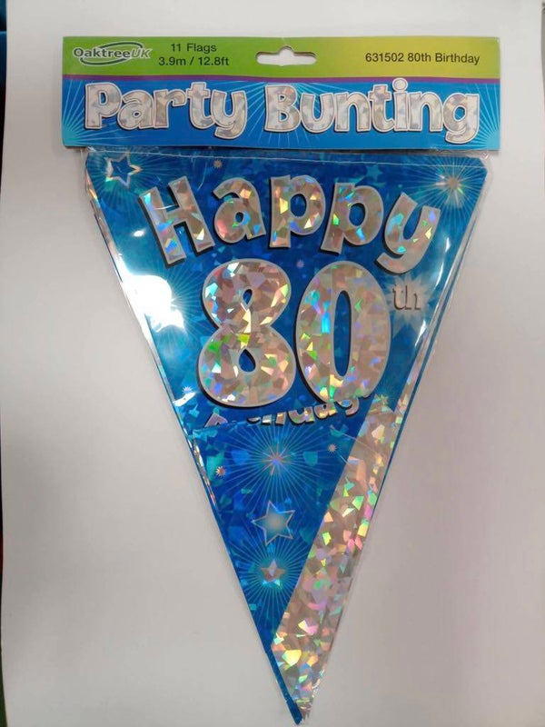 Blue 80th bunting
