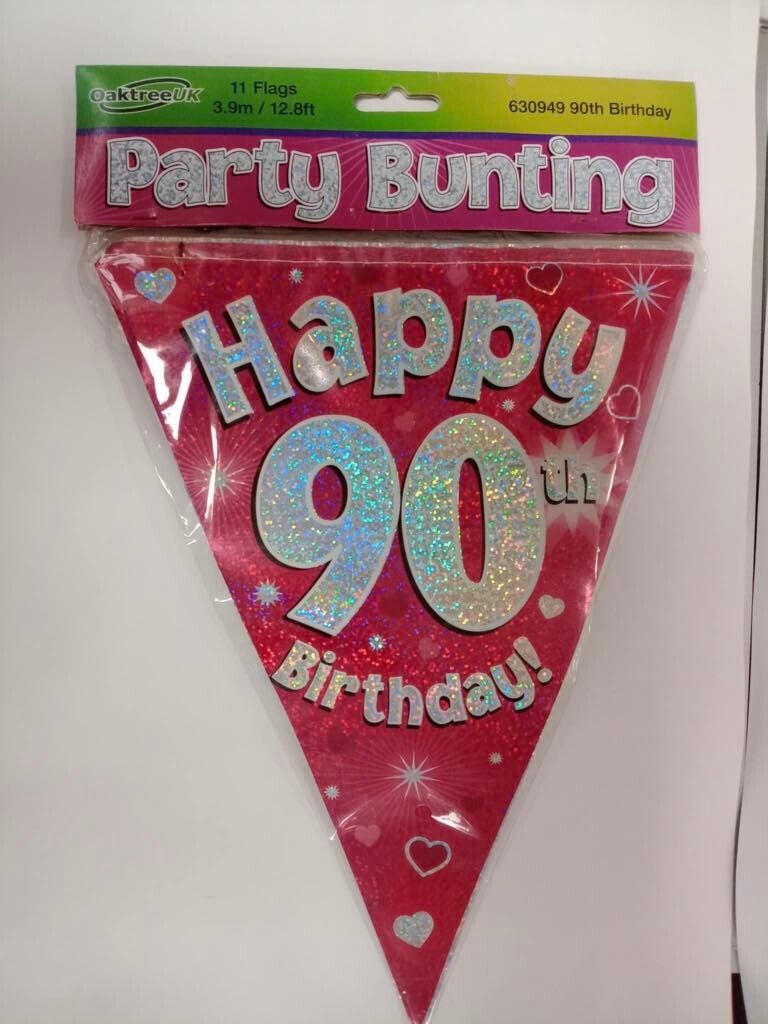 Pink 90th bunting