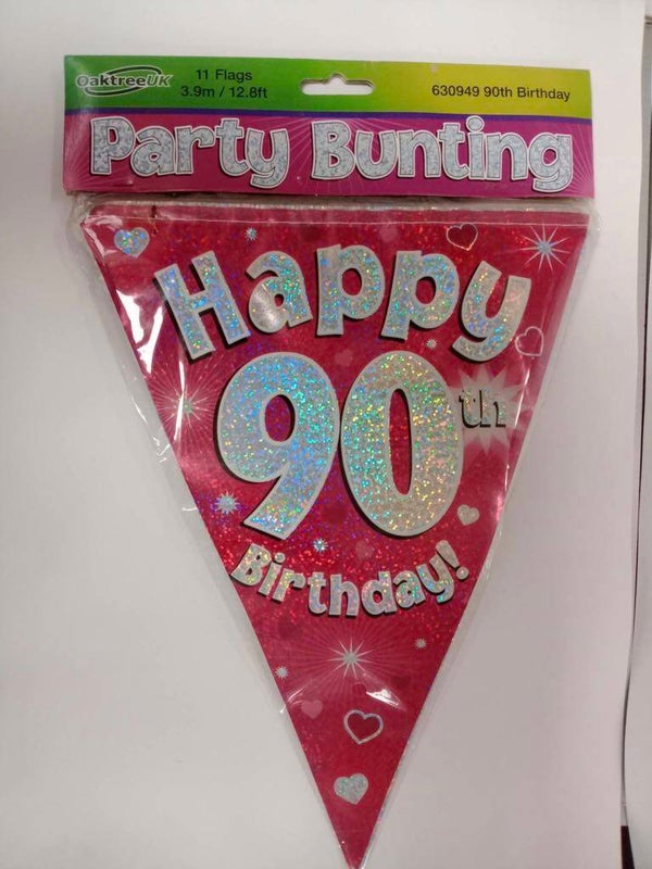 Pink 90th bunting