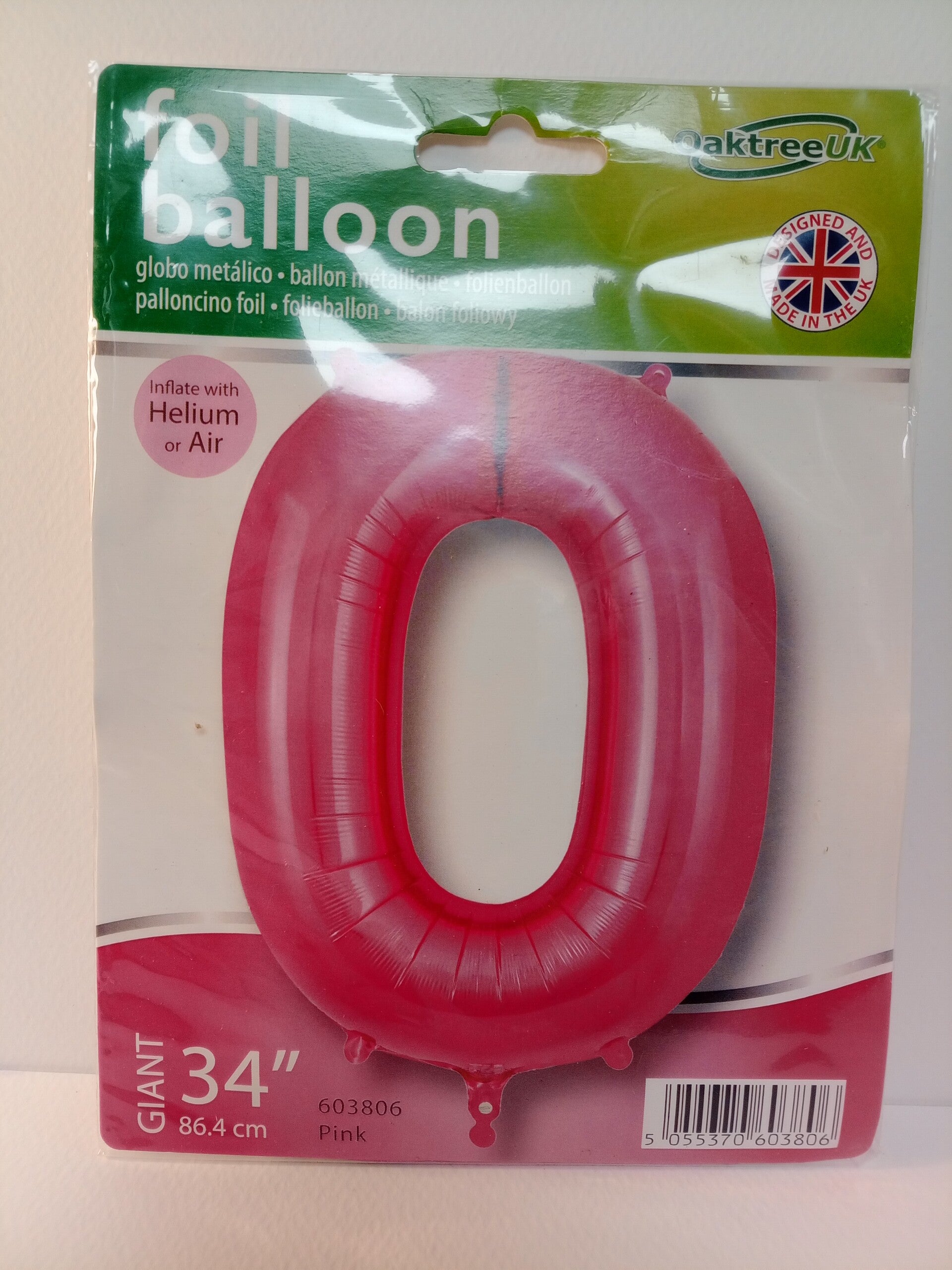 Number 0 Filled Helium Balloon