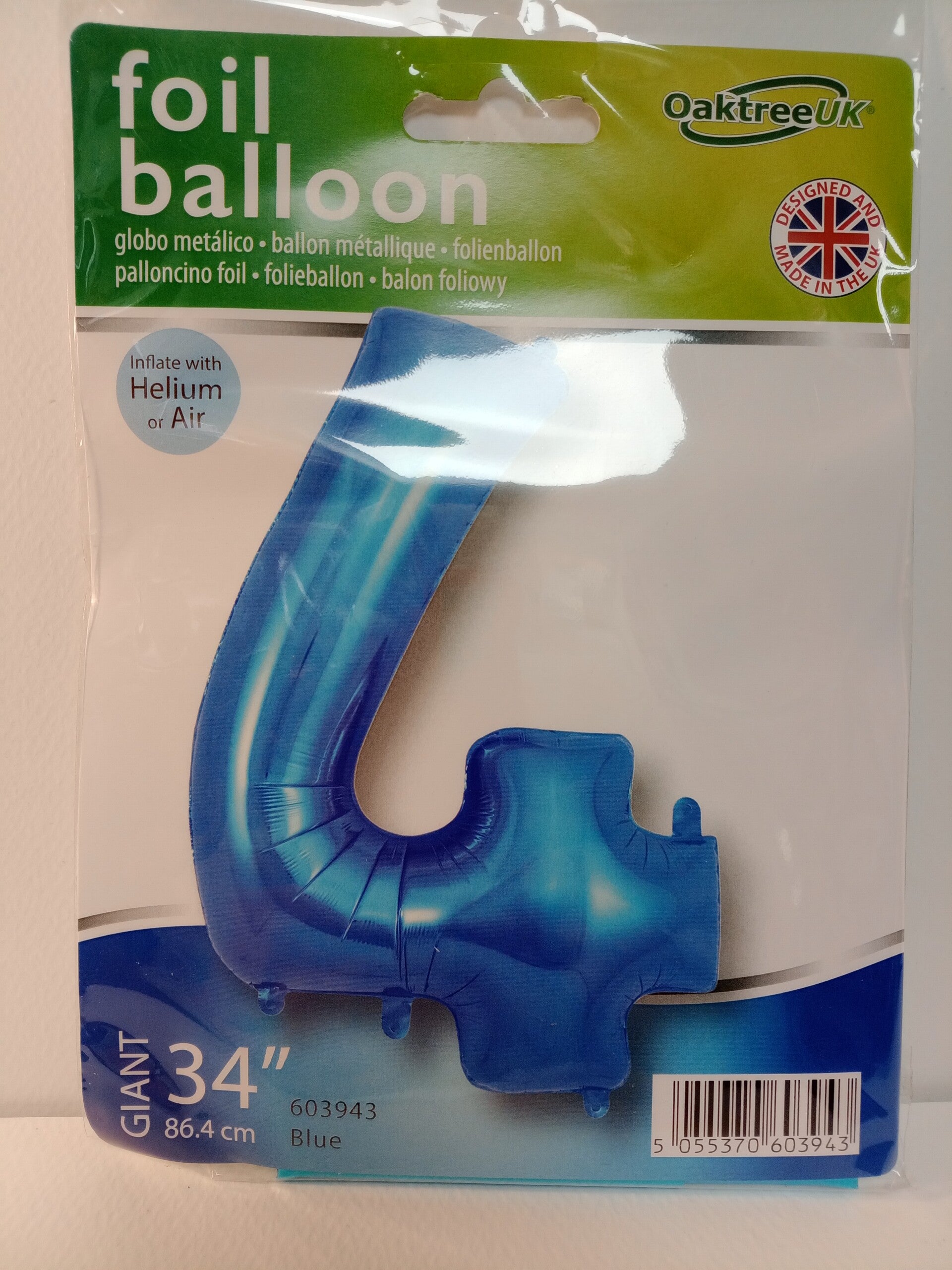 Number 4 filled Helium Balloon
