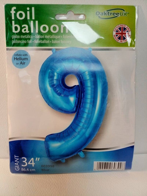 Number 9  Filled helium Balloon