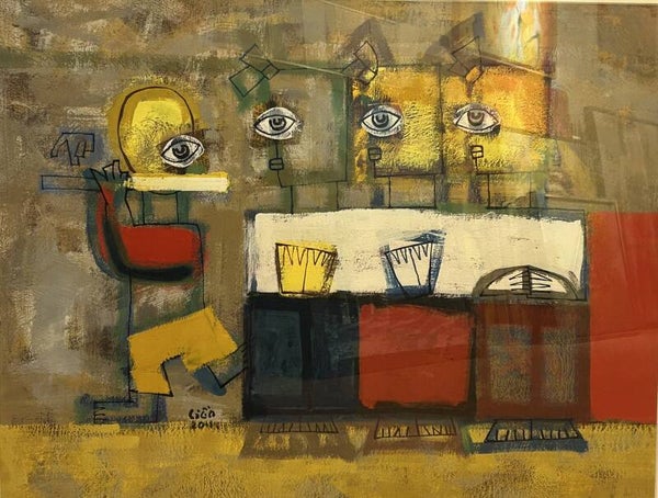 Fluteplayer with three men | Nguyen Dinh Hien