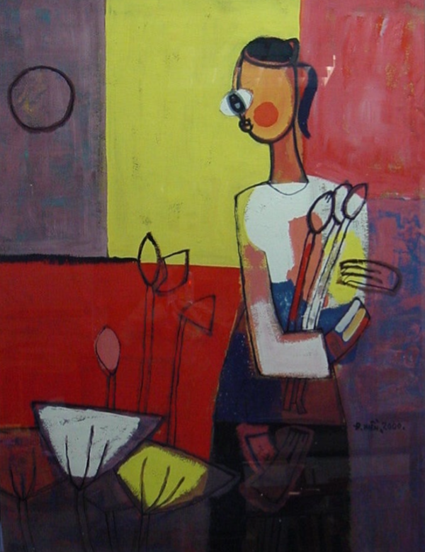 Vrouw met bloemen | Nguyen Dinh Hien