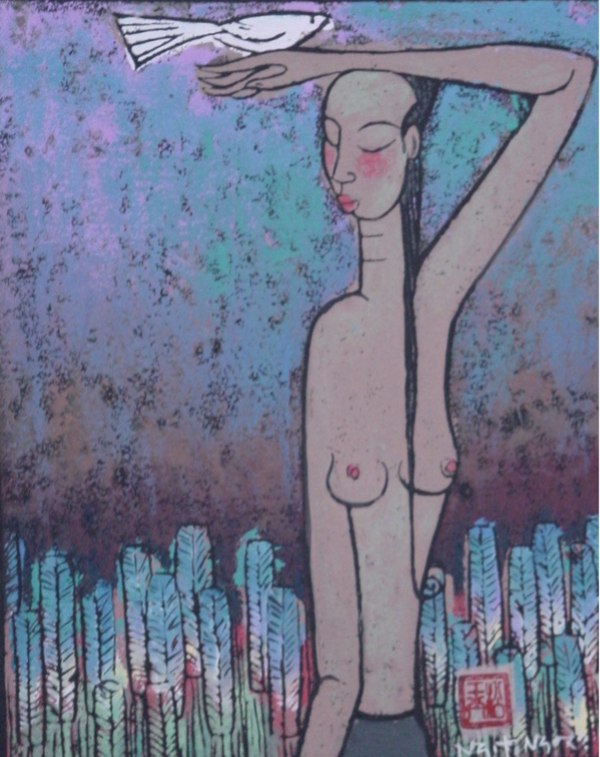 Girl with bird | Nguyen Tung Ngoc
