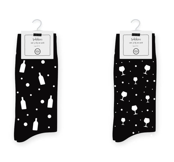 Sokken Wijnflesje/Wijnglaasjes