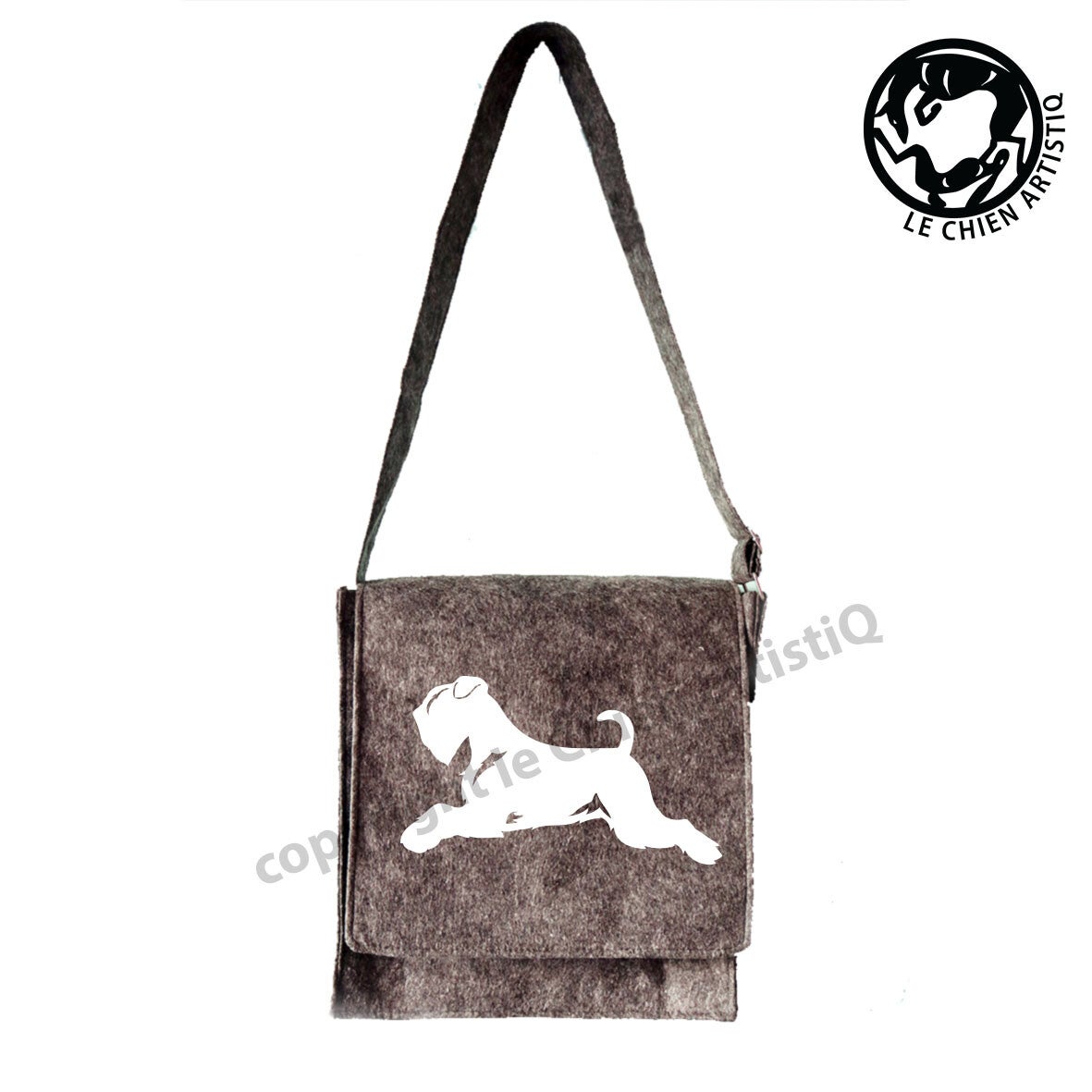 Felt shoulder bag Miniature Schnauzer dog silhouette, LeChienArtistiQ