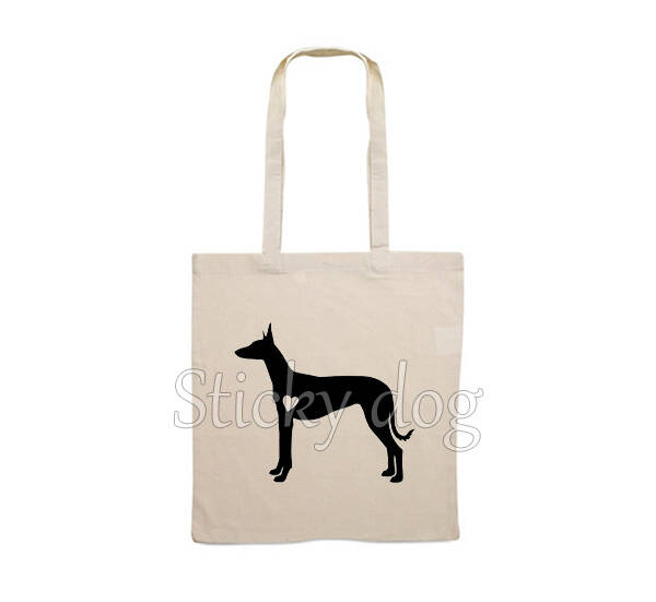 Canvas bag Podenco Ibicenco with heart dog silhouette