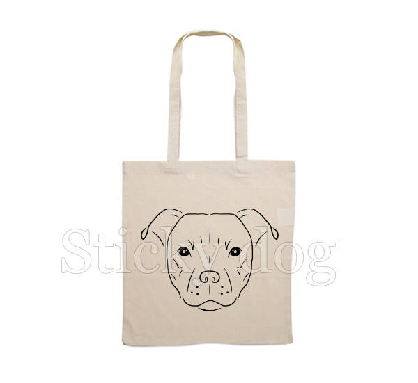 Canvas bag Staffordshire Bull Terrier head drawing dog