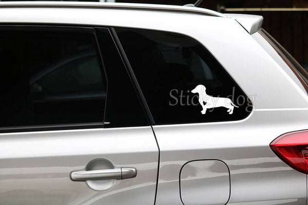 Short-haired Dachshund - Teckel with heart silhouette dog sticker