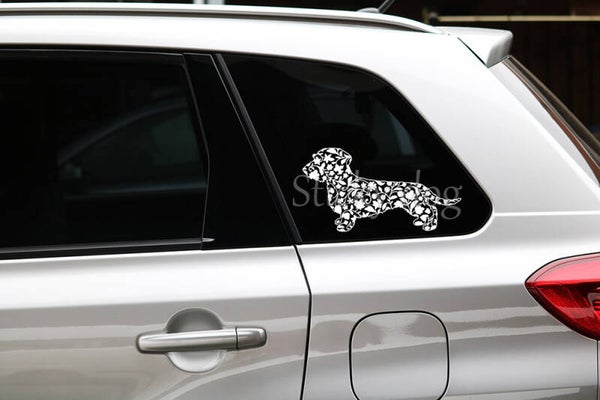 Wire-haired Dachshund - Teckel pattern silhouette dog sticker