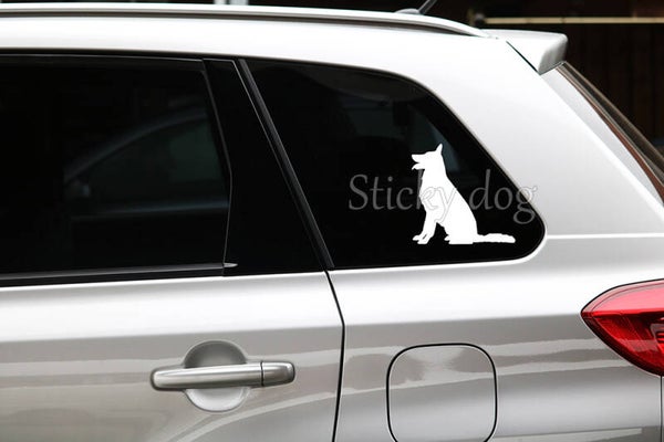 German Shepherd sitting silhouette dog sticker