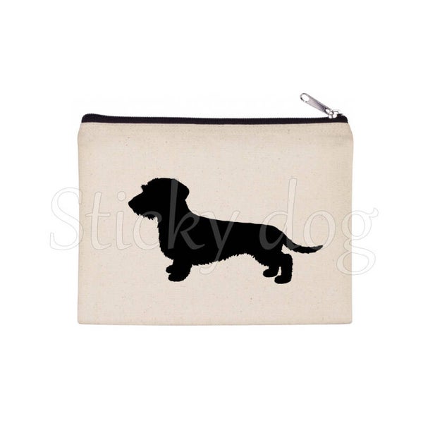 Wire-haired Dachshund - Teckel dog silhouette pencil bag / Beaty case / pouch