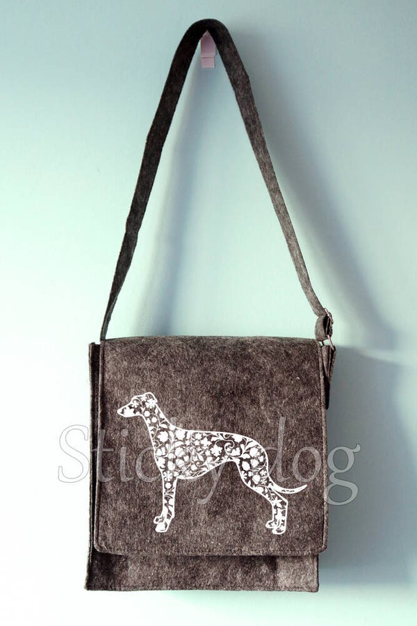 Felt shoulder bag Greyhound dog pattern