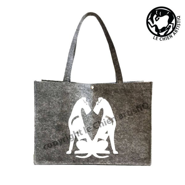 Felt bag Irish Terrier double sitting dog silhouette, LeChienArtistiQ