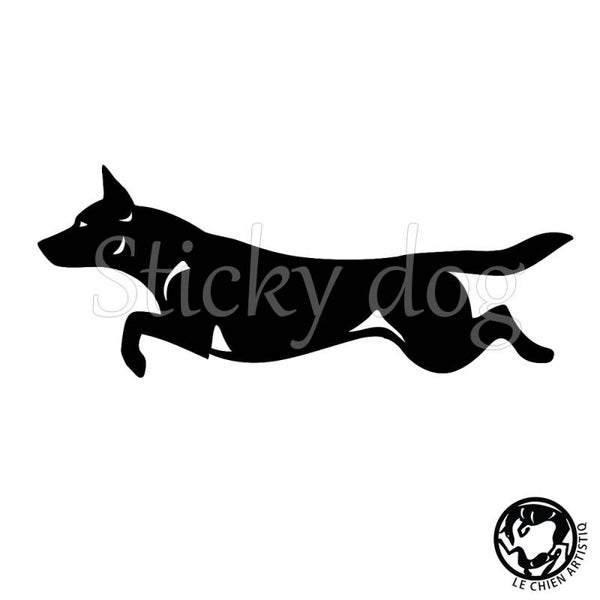 Australian Kelpie jumping silhouette dog sticker, Le Chien ArtistiQ