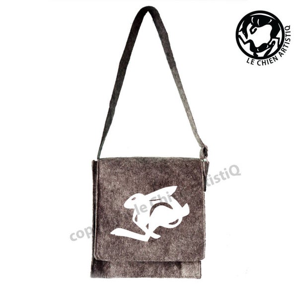 Felt shoulder bag Hare dog silhouette, LeChienArtistiQ