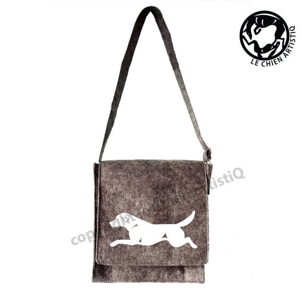 Felt shoulder bag Labrador retriever dog silhouette, LeChienArtistiQ