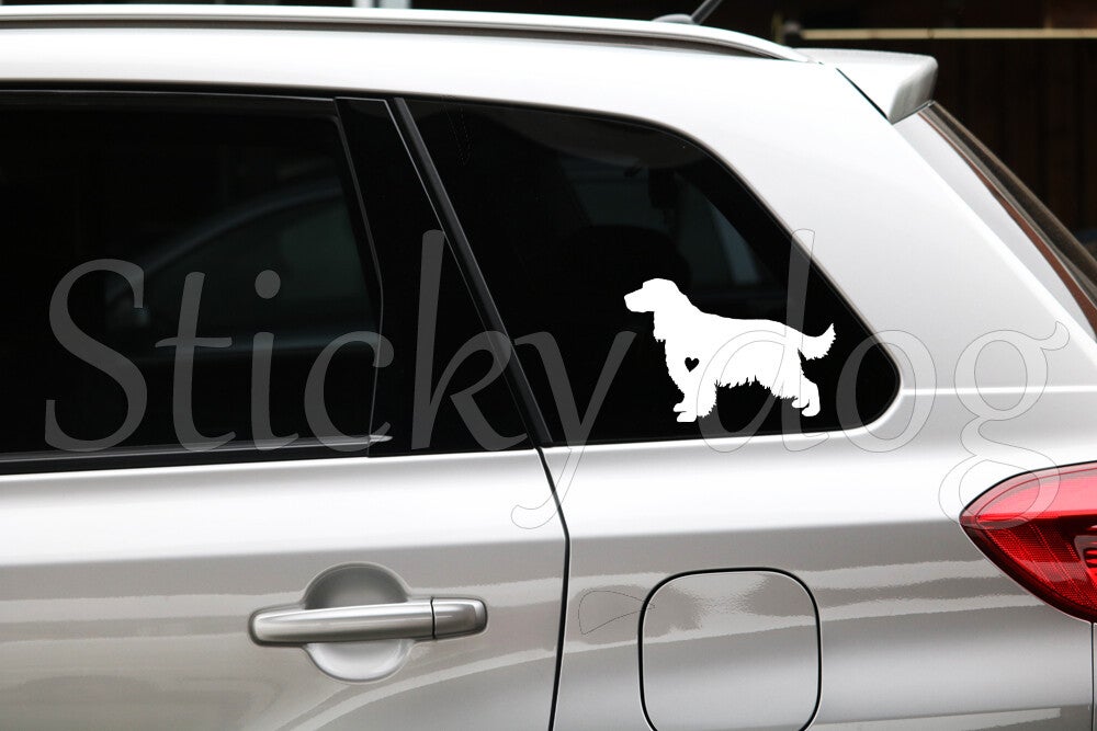 English Cocker Spaniel with heart silhouette dog sticker