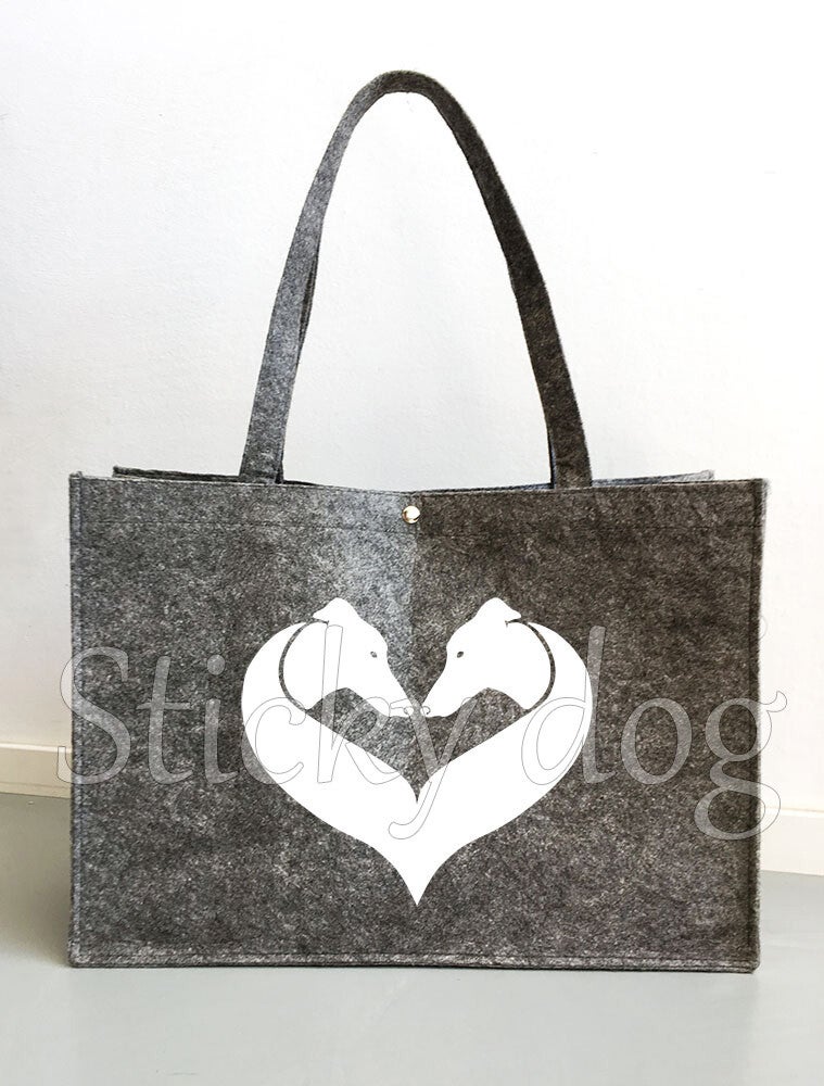 Felt bag Greyhound heart dog silhouette
