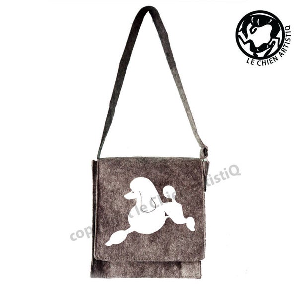 Felt shoulder bag Poodle dog silhouette, LeChienArtistiQ