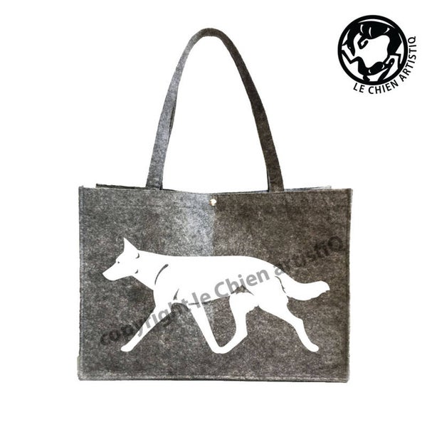 Felt bag Saarloos wolfdog dog silhouette, LeChienArtistiQ