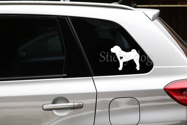 Shar pei with heart silhouette dog sticker