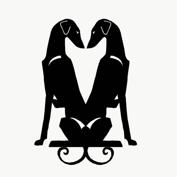 Azawakh double sitting silhouette dog sticker, Le Chien ArtistiQ