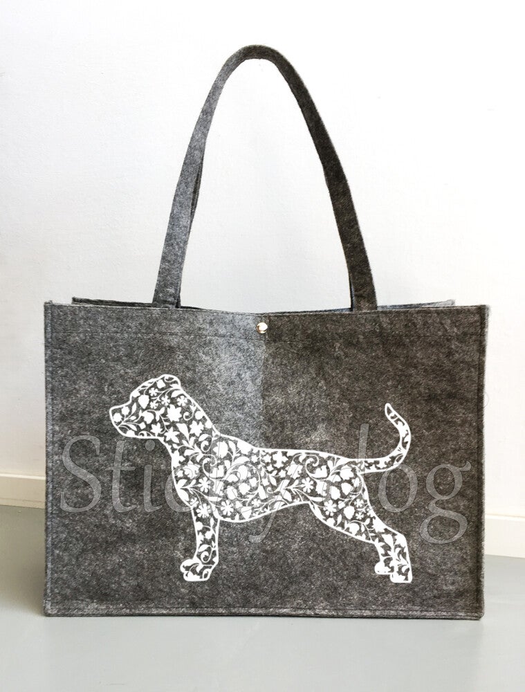 Felt bag Staffordshire Bull Terrier dog pattern