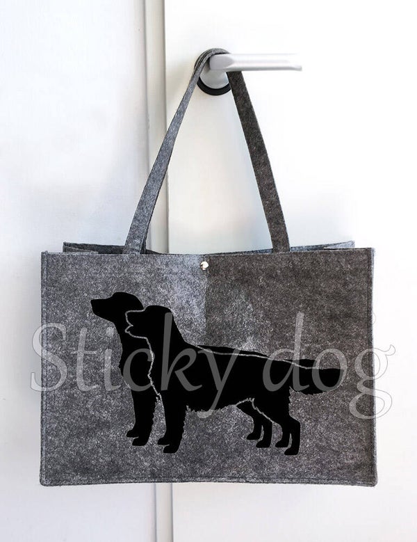 Felt bag Golden Retriever double dog silhouettes