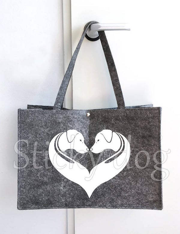 Felt bag Rhodesian Ridgeback heart dog silhouette