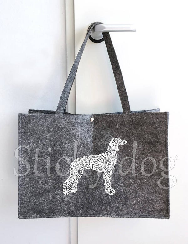 Felt bag Saluki pattern dog