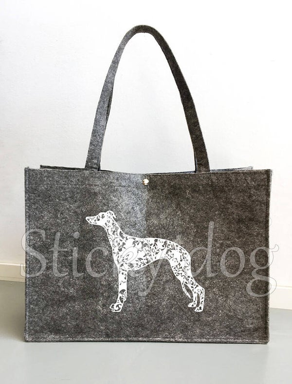 Felt bag Whippet with heart dog tribal