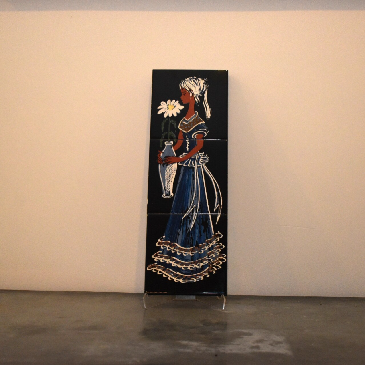 Wanddecoratie jaren 60 Meisje met bloemen