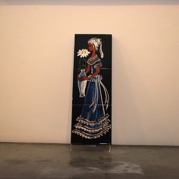 Wanddecoratie jaren 60 Meisje met bloemen