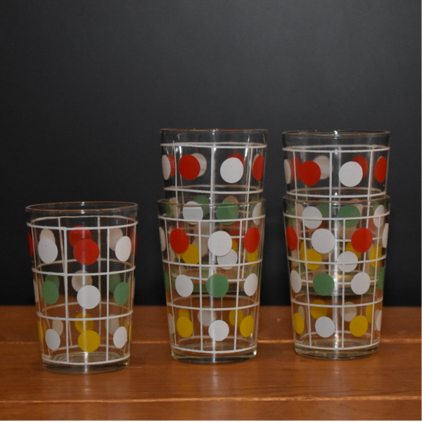 5 vrolijke vintage limonadeglaasjes