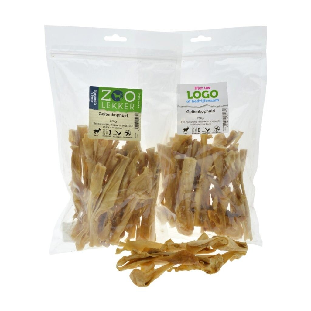 Geitenkophuid, 200 gram 100 % natuurlijke hondensnacks
