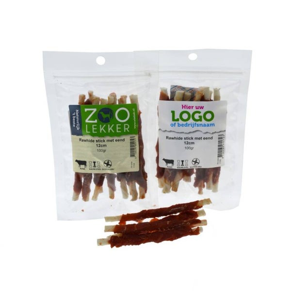 Rawhide sticks met eend 12 cm.