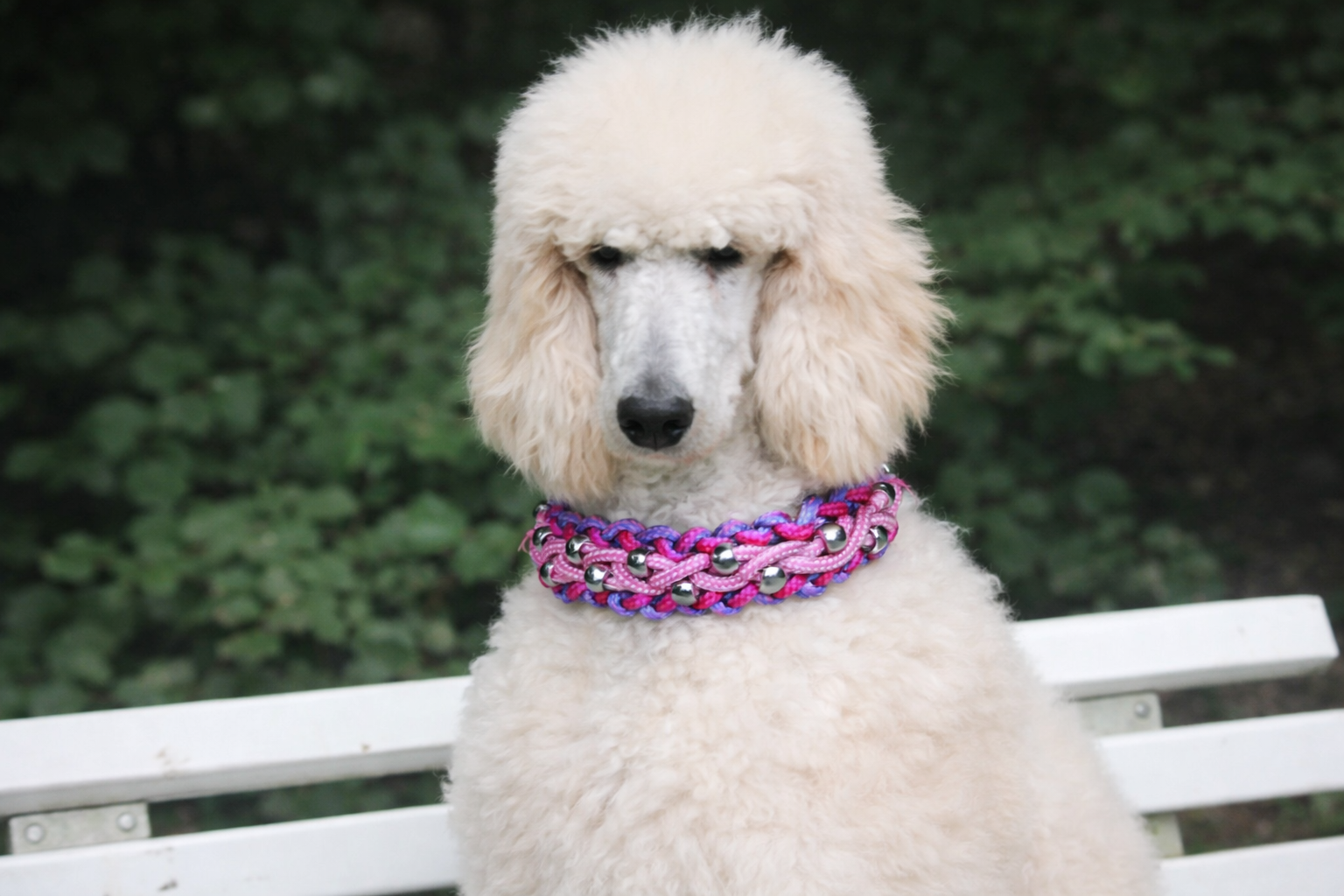 Paracord halsband roze met kraaltjes