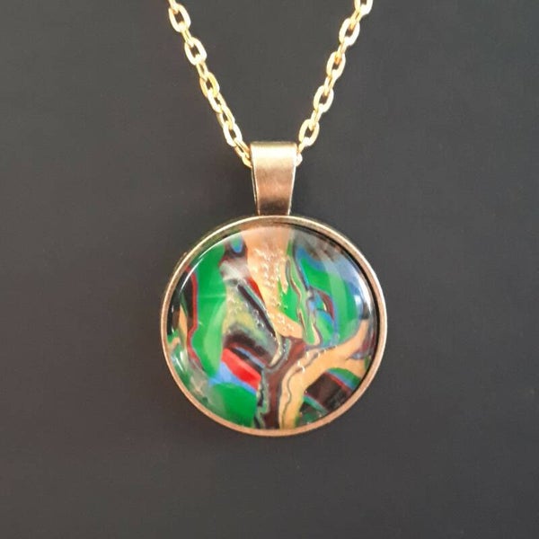 Unique Multi-colored round necklace hanger (with FREE chain) Product # AGCMMcab1