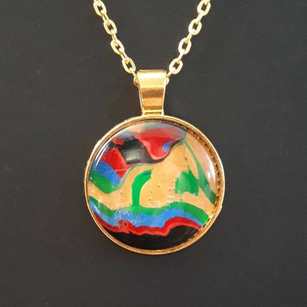 Unique Multi-colored round necklace hanger (with FREE chain) Product # AGCMMcab3