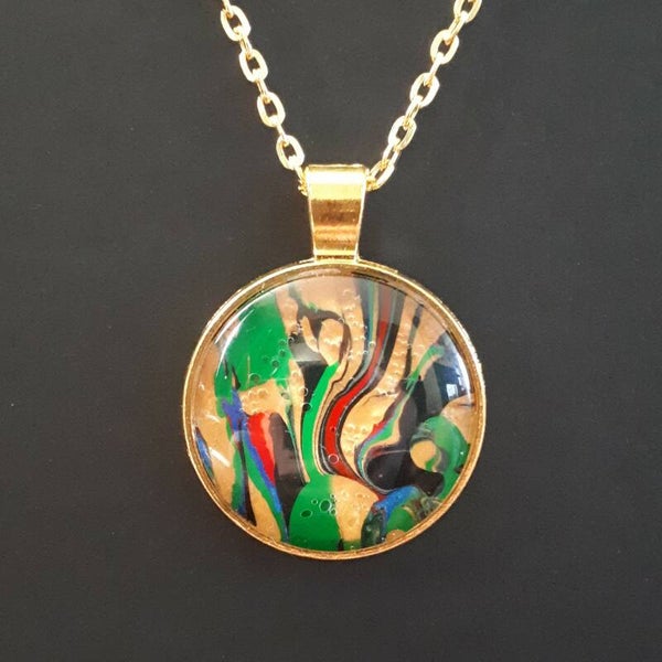 Unique Multi-colored round necklace hanger (with FREE chain) Product # AGCMMcab4