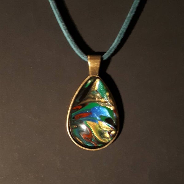 Unique Multi-colored teardrop necklace hanger (with FREE chain) Product # AGTMMcab2