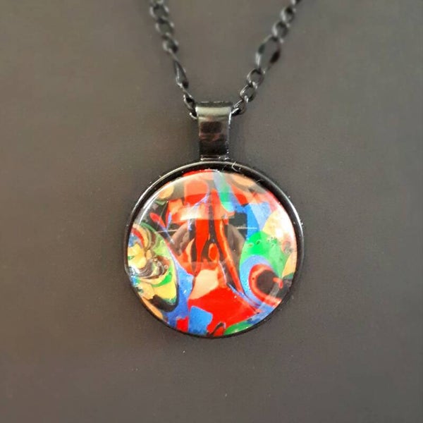 Unique Multi-colored round necklace hanger (with FREE chain) Product # ECMMcab1